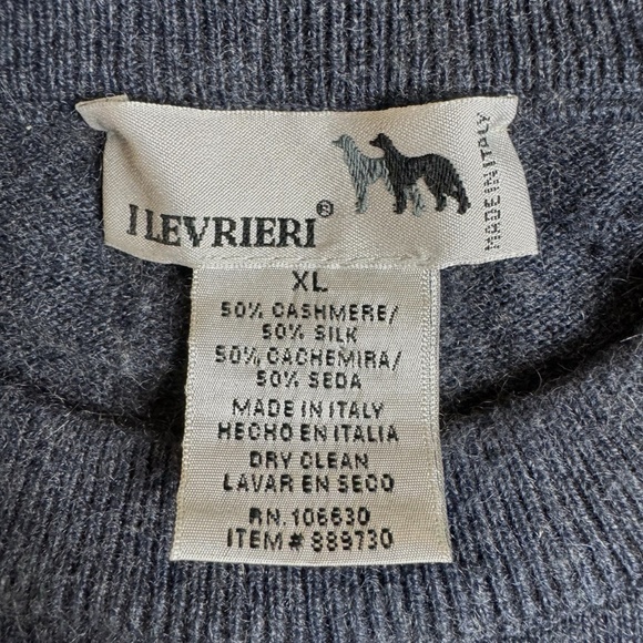 I Levrieri Cashmere Silk Sweater Mens Crew Neck Made in Italy Luxury Size XL - Picture 3 of 6